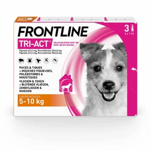 Frontline Tri-act Spot-on Câine 5-10 kg 3 pipete 1 ml