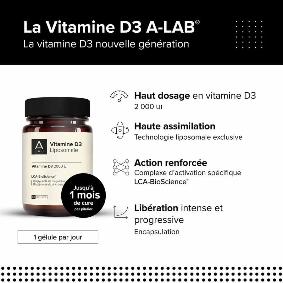 A-LAB Vitamina D3 liposomal 2000IU Defensa Natural Inmunea 60 cápsulas