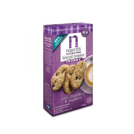 Glutenvrije haver-, bosbessen- en frambozenkoekjes, 160 g, Nairns