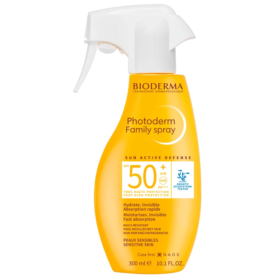 Family SPF50+ Photoderm Schnell einziehendes Feuchtigkeits-Spray, 300 ml, Bioderma