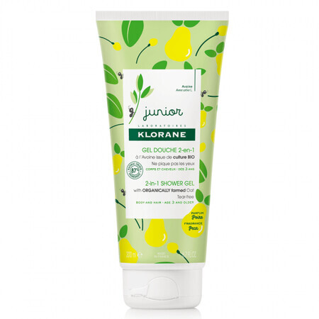 Gel de ducha bio sabor pera, 200 ml, Klorane Junior