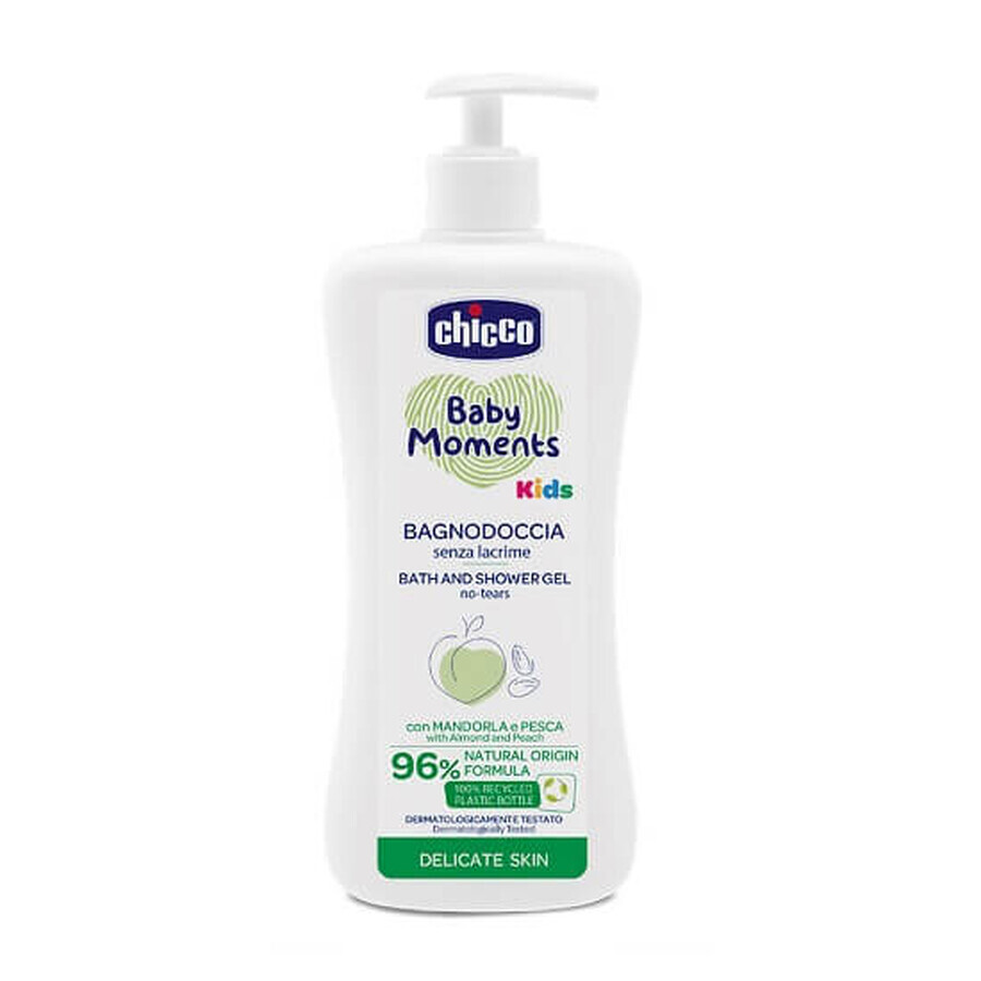 Baby Moments Gel de ducha dermatológico sin lágrimas, 500ml, Chicco