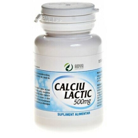 Calcio láctico 500 mg, 100 comprimidos, Adya