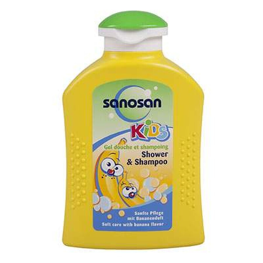 Gel de ducha y champú con sabor a plátano, 200 ml, Sanosan