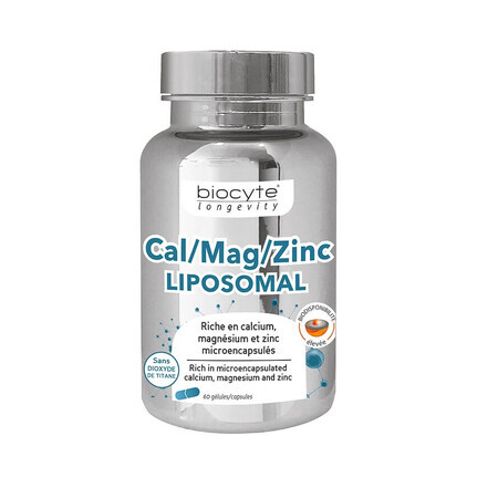 Calcio Magnesio Zinc Lipozomal, 60 cápsulas, Biocyte