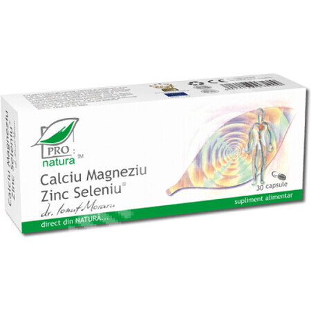 Calciu Magneziu Zinc Seleniu, 30 capsule, Pro Natura