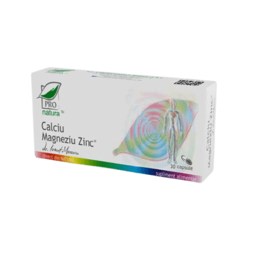 Calcium Magnésium Zinc, 30 gélules, Pro Natura