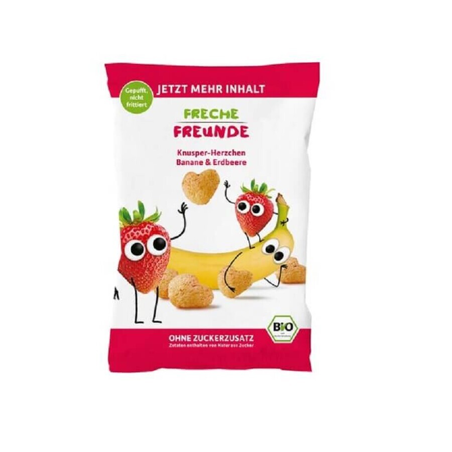 Crujiente snack con plátanos y fresas BIO, 30 gr, Freche Freunde