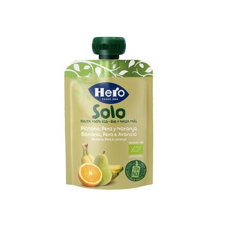 Snack bio à la banane, à la poire et à l'orange, 100 gr, 29346, Hero Solo