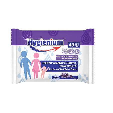 Papel higiénico húmedo con aroma a lavanda, Familia, 40 uds, Hygienium