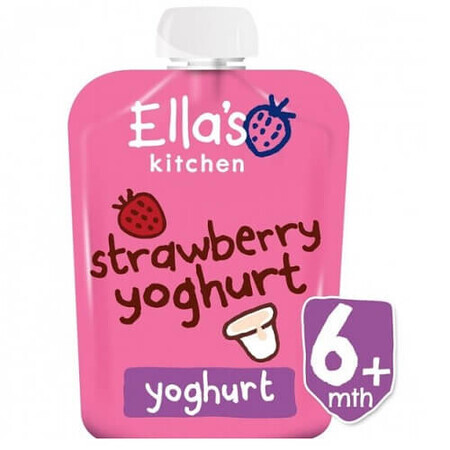 Yogur griego natural ecológico con fresas, 90 g, Ella's Kitchen