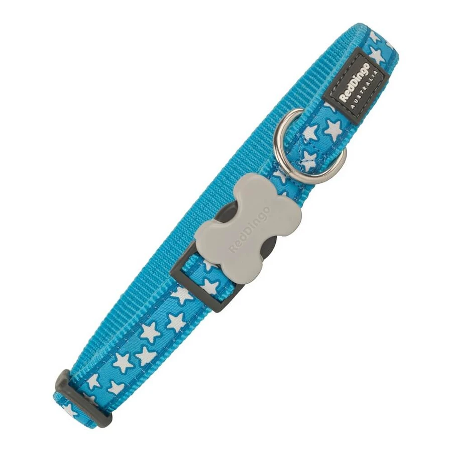 Obroża dla psa Red Dingo Style Turquoise Stars (2,5 x 41-63 cm): ceny i cechy