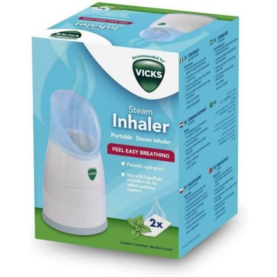 Inhalador de vapor portátil con 2 pastillas de mentol, TOW015046, Vicks