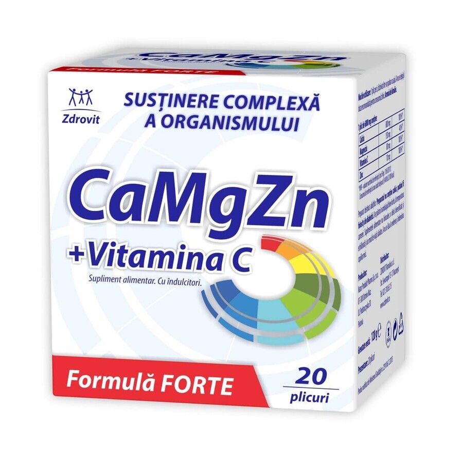 CaMgZn + Vitamina C Forte, 20 sobres, Zdrovit