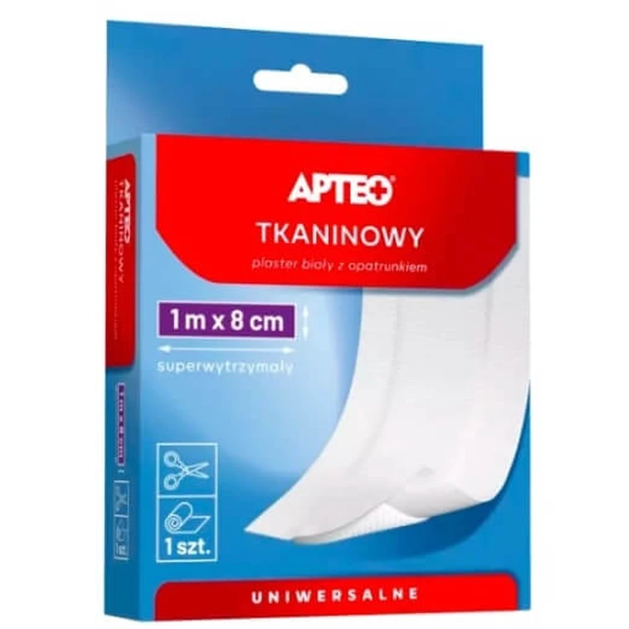 Tencuială textilă, Apteo Care cu pansament, 1m x 8cm, 1 buc