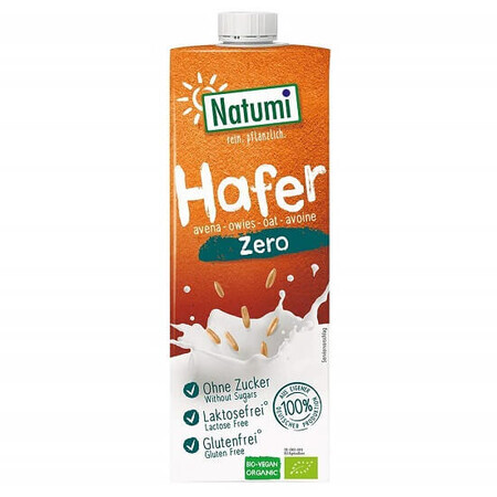 Organic oat milk with zero sugar, 1 L, Natumi