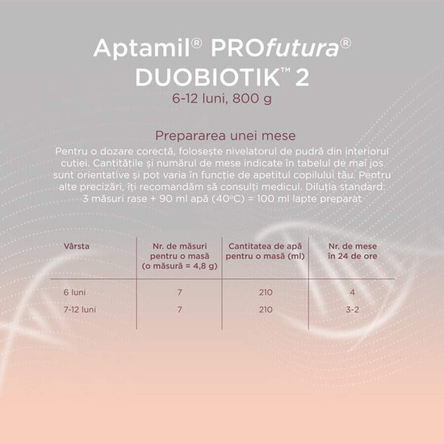 Milchpulver ProFutura 2 Duo Biotik, 6 - 12 Monate, 800 g, Aptamil