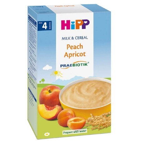 Leche y cereales con melocotones y albaricoques, +4 meses, 250 g, Hipp