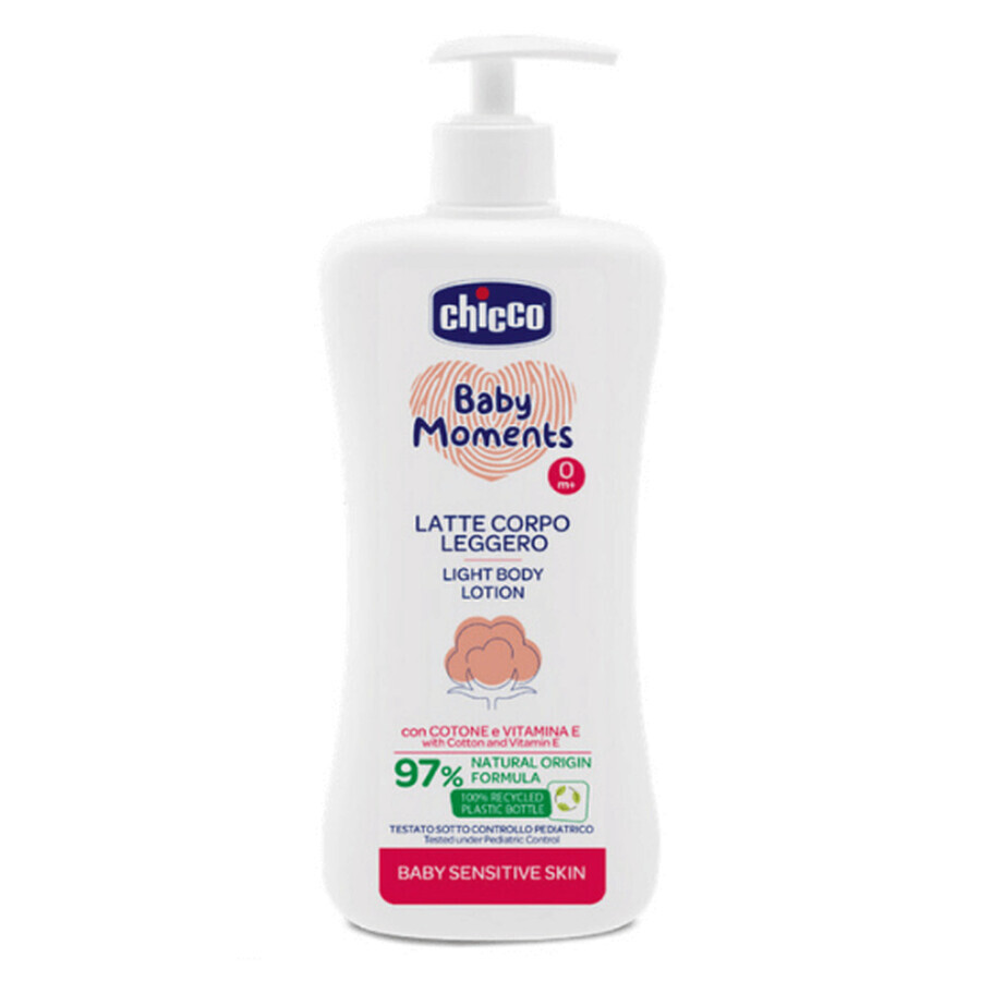 Baby Moments Loción Corporal Fluido Sensible, +0 meses, 500 ml, Chicco