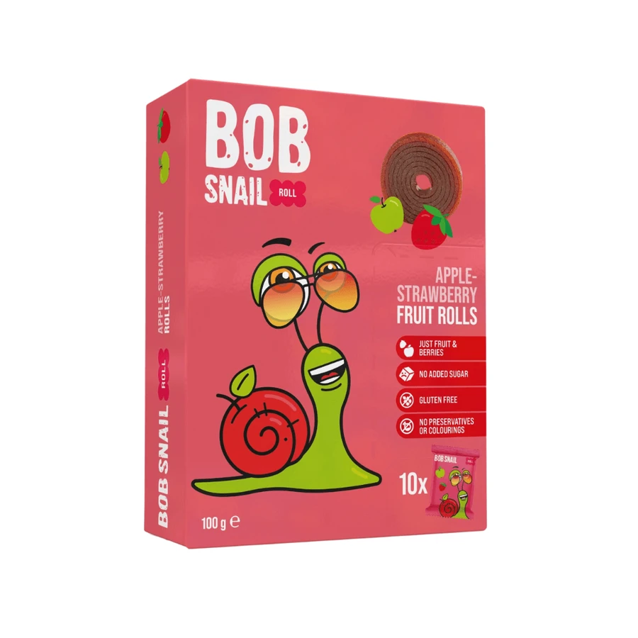 Fruitrolletjes, Appels en Aardbeien, 100 g, Bob Slak