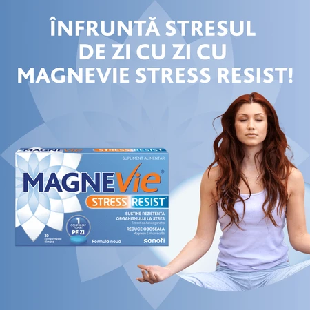 MagneVie Stress Resist avec Ashwaghanda 80 mg + 60 mg de magnésium + 1,4 mg de vitamine B6, système nerveux et résistance au stress, 4x30 comprimés