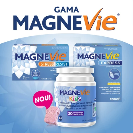 MagneVie Express, 150 mg magneziu + 0.7mg vitamina B6, plus de energie, administrare fara apa, 2x20 plicuri