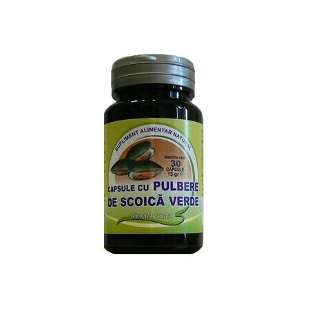 Capsule cu pulbere de scoica verde 400mg, 30 capsule, Herbavit