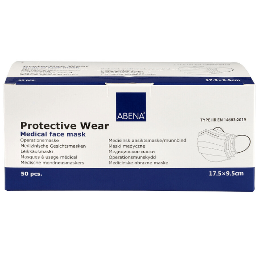 Mascarilla de protección médica de 3 capas, 50 unidades, Abena