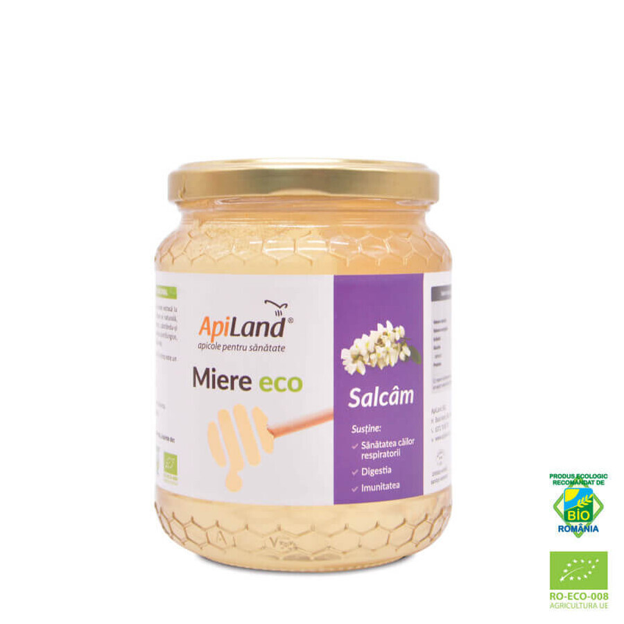 Miel cruda ecológica de salcam, 500 g, ApiLand