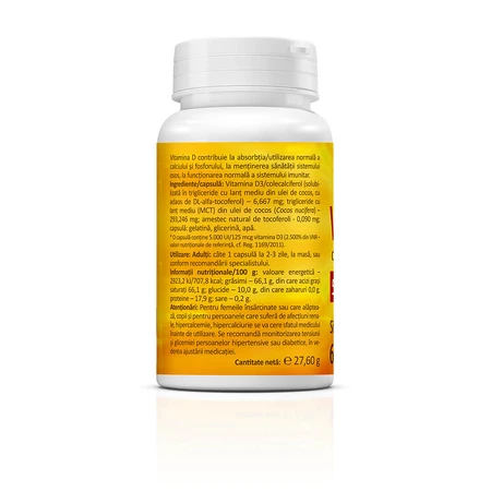 Vitamine D3 met kokosolie, 5000 IE, 60 capsules, Zenyth