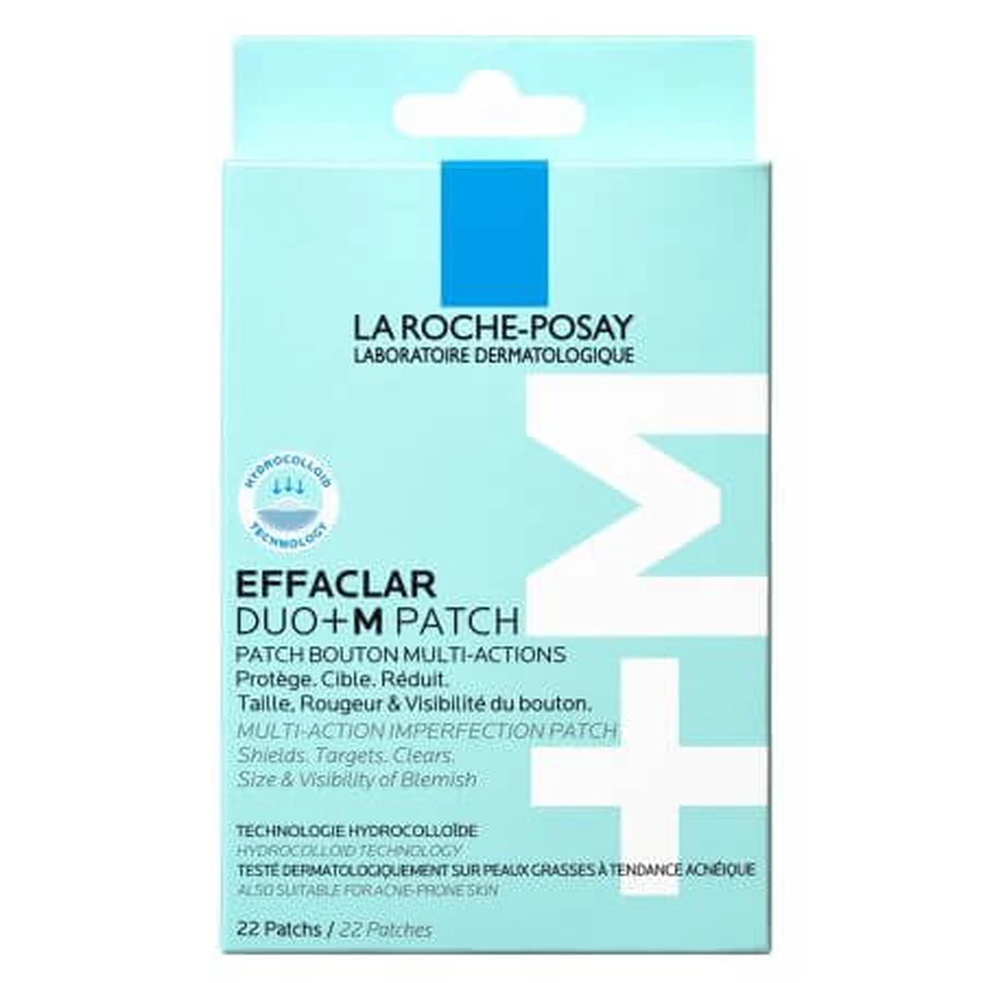 Plasturi anti-eruptii cutanate invizibili si ultra subtiri Effaclar Duo +M Patch, 22 bucati, La Roche-Posay