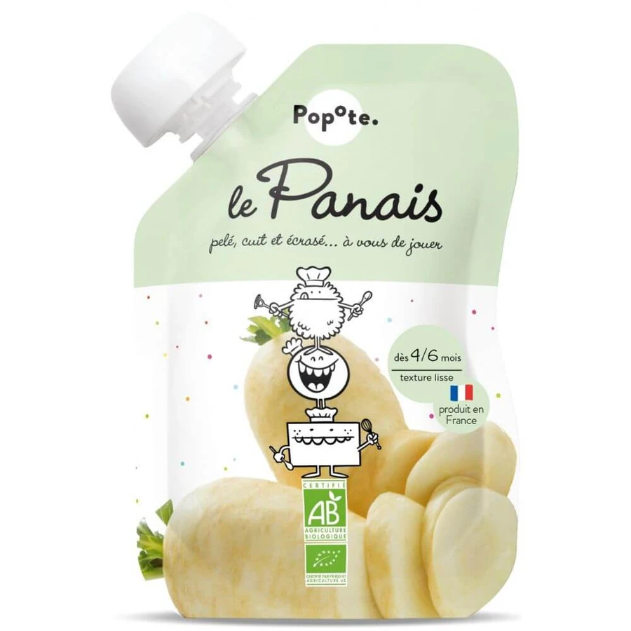 Puré bio con 78% de chirivía, 4-6 meses, 120 g, Popote