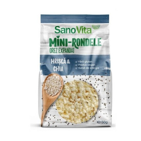 Mini rondele cu sare din hrisca si chia, 50 g, Sanovita