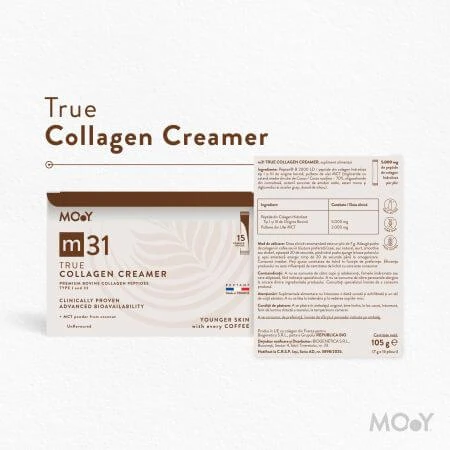 Rinderkollagen Creamer mit m31 Peptiden, 15 Beutel x 7 g, Molecules of Youth