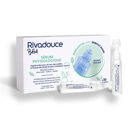 Rivadouce Physiologisches Serum Round Point Säuglinge, Kinder und Erwachsene 30 Monodosen 5 ml