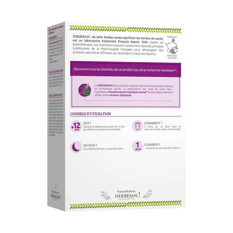 Herbesan Desmodium Bien-Être Du Foie 20 Ampoules