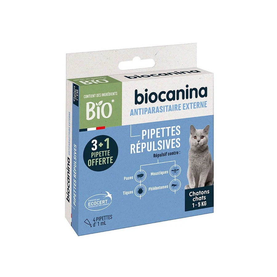 Biocanina Pipetă pentru repelent de pisici 3 pipete + 1 gratuită