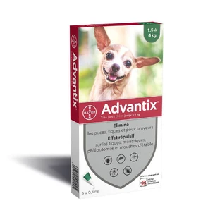 Advantix Pipetas perros pequeños 1,5 a 4kg 6 pipetas 0,4ml