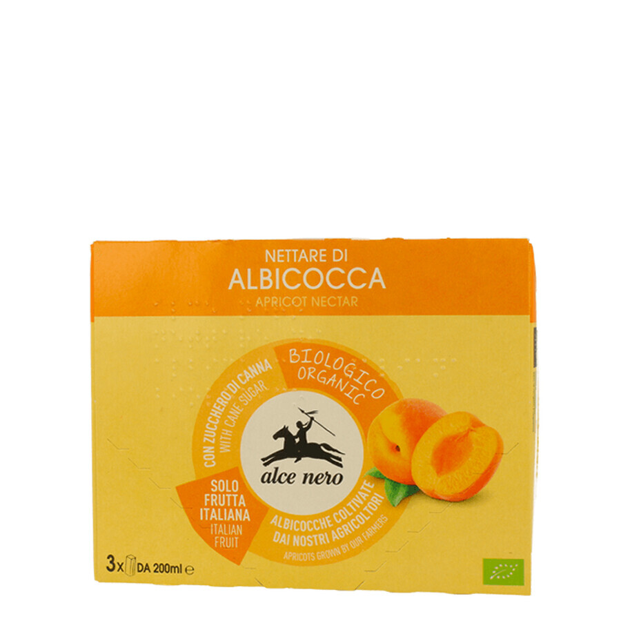 Néctar de albaricoque bio, 3x 200 ml, Alce Nero