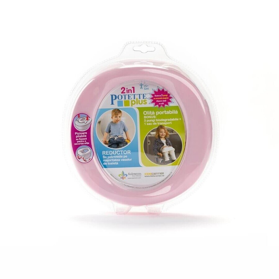 Orinal portátil 2 en 1, rosa/blanco, Potette