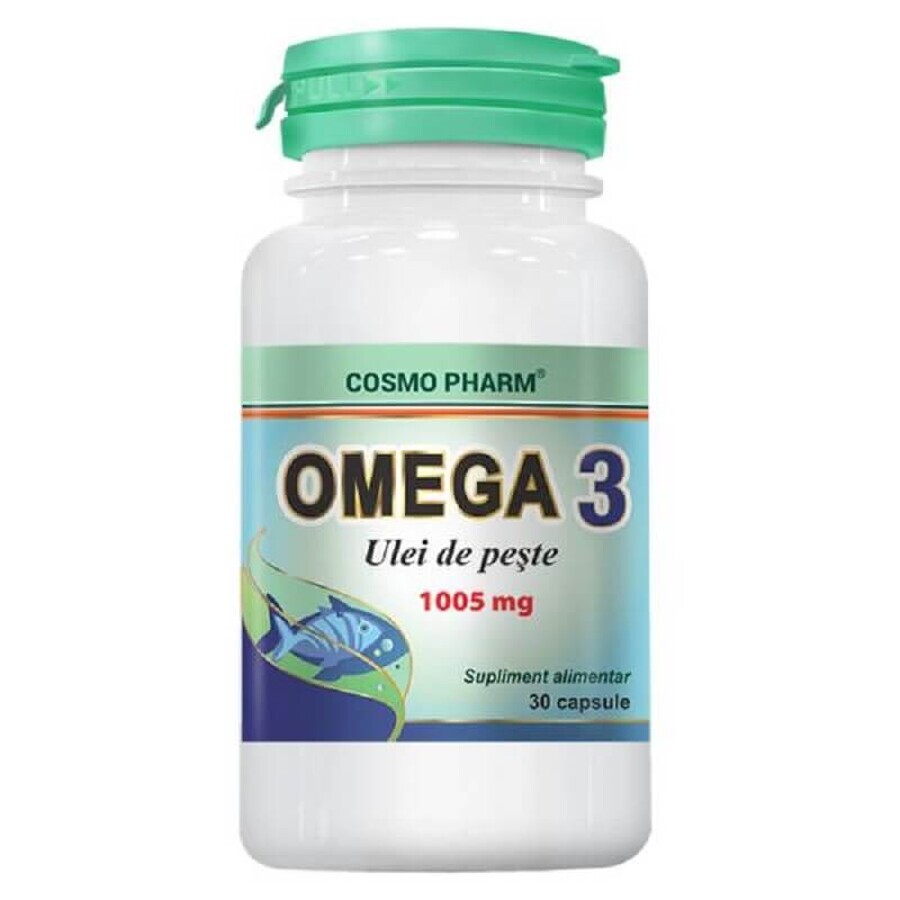 Huile oméga 3 plus de 1005 mg Naturelle, 30 gélules, Cosmopharm