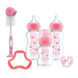 Pack de botella de cuello ancho y accesorios Anti-Colicle Options+, Rosa, Dr. Browns