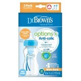 Opciones+ envase botella cuello ancho azul, 270 ml, 2 uds, Dr Browns