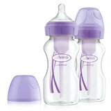 Confezione di flaconi Anti-Colic viola con collo largo Options+ PP, 2x270 ml, Dr. Browns