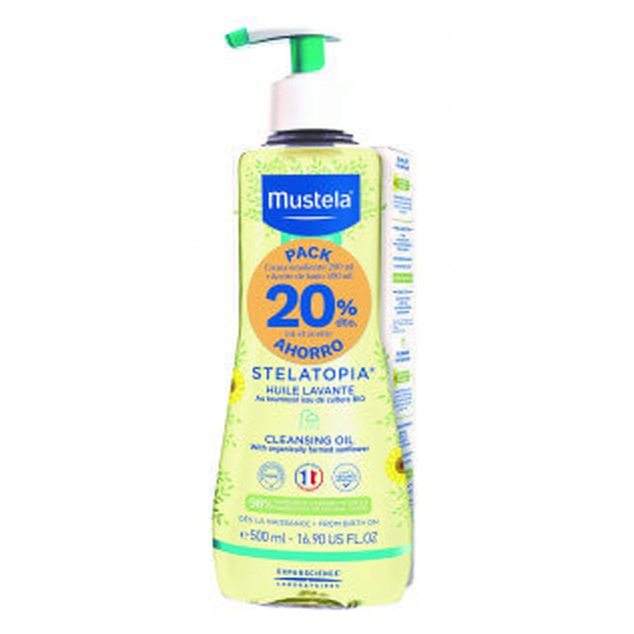 Mustela PACK Stelatopia Aceite Lavante 500 ml + Crema Emoliente 40 ml