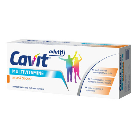 Cavit Adult Multivitaminas sabor Albaricoque, 20 comprimidos masticables, Biofarm