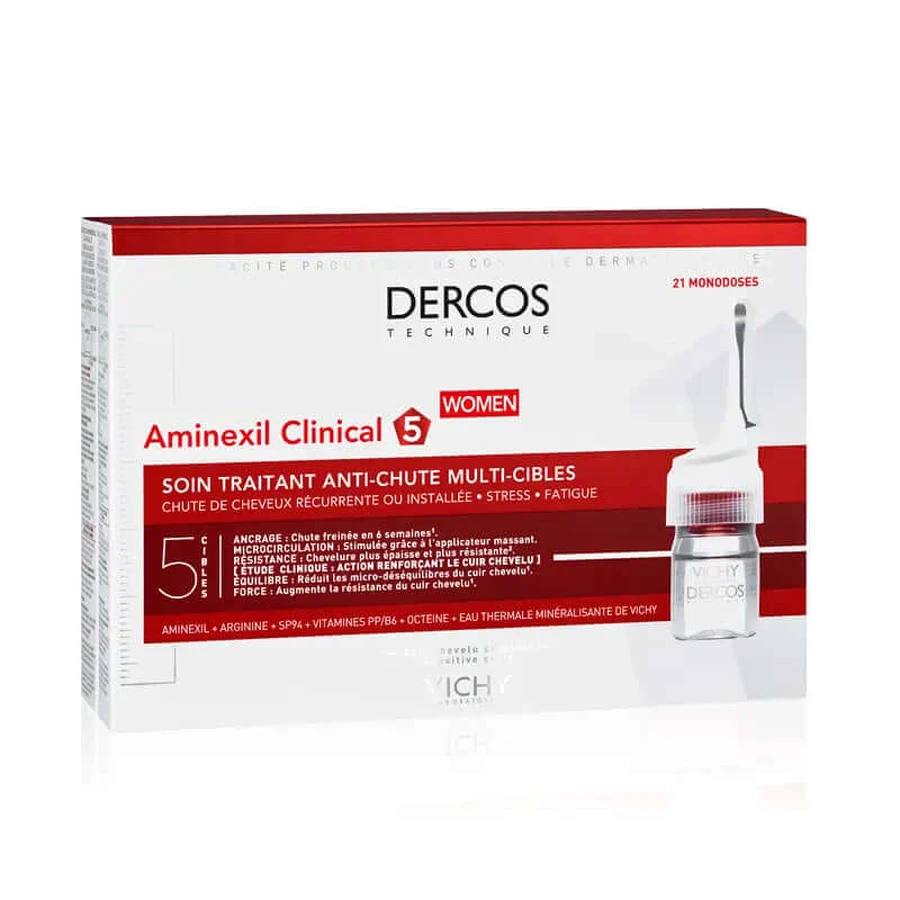 Vichy Dercos Aminexil Clinical 5 Anti-haaruitval Multi-Action voor vrouwen, 21 enkele doses