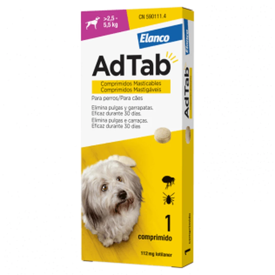 ADTAB 112 MG 1 KAUTABLETTE FÜR HUNDE (2,5-5,5 KG)