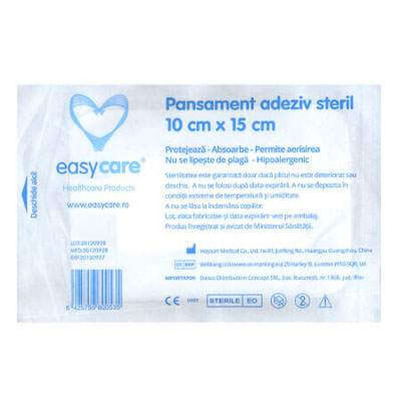 Apósito adhesivo estéril con almohadilla absorbente, 10x15 cm, EasyCare