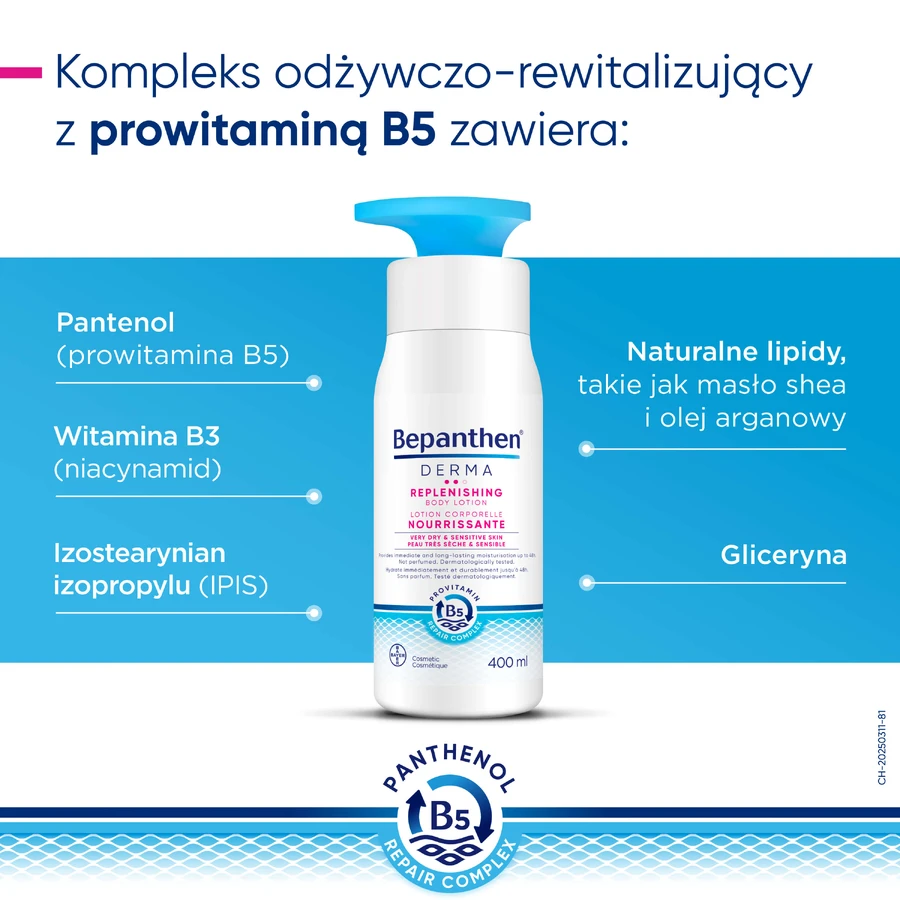 Bepanthen Derma Replenishing, loțiune de corp profund hrănitoare, 400 ml
